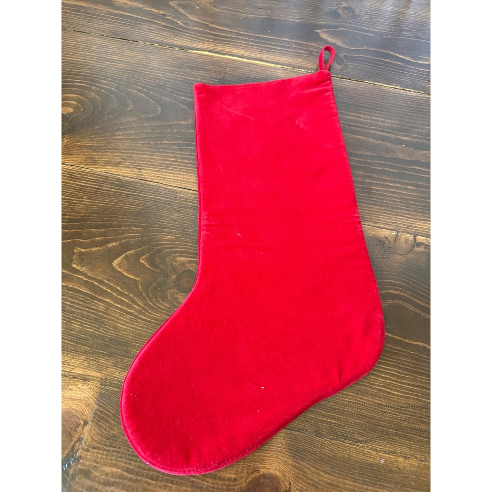 VTG Needlepoint Christmas Stocking Woodland Animals Bear Deer "Kyle" Red Velvet - Picture 7 of 9